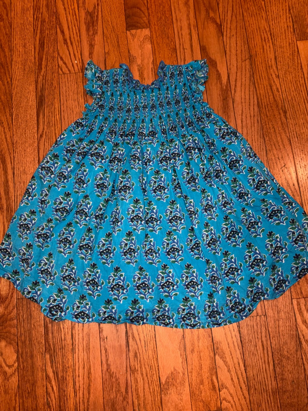 Pink Chicken Teal Floral Smocked-Waist Skirt